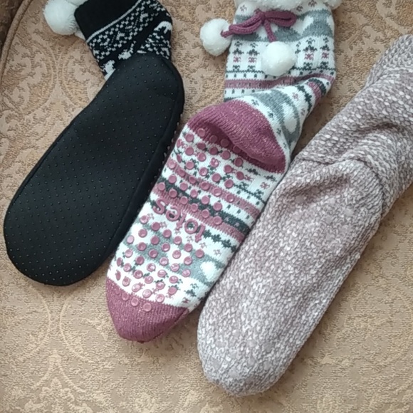 slipper socks - black, grey, rose + white - 6-6.5 - 3 pairs - Picture 2 of 2